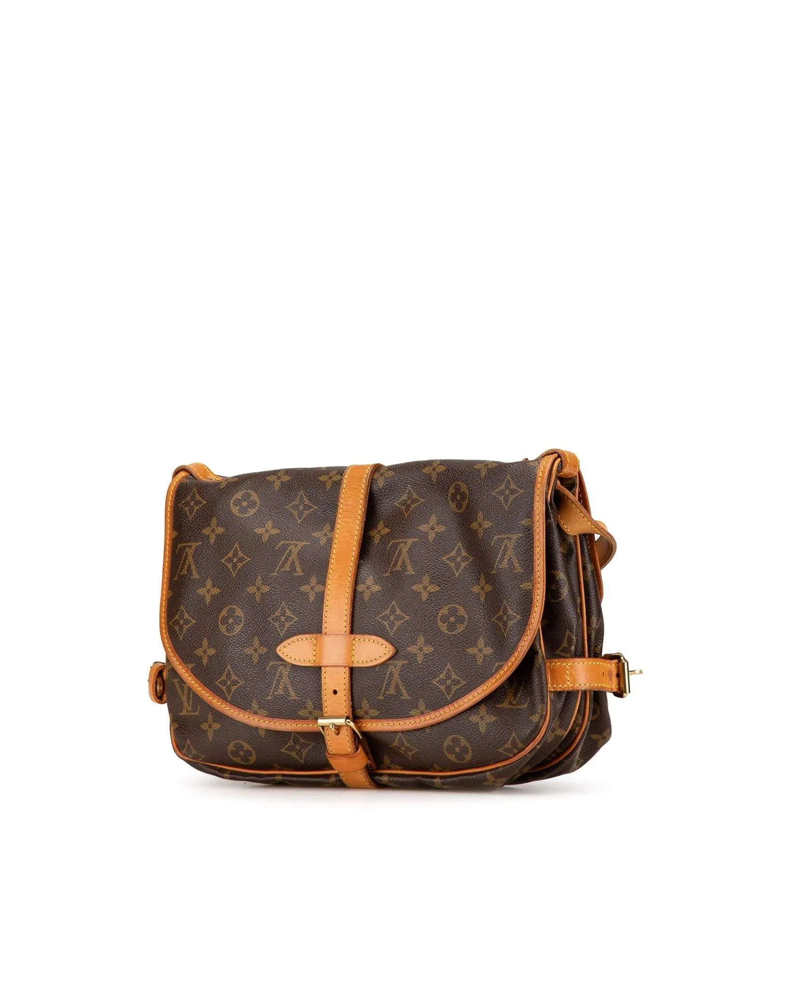 Monogram Canvas Bag with Leather Trim and Adjustable Strap