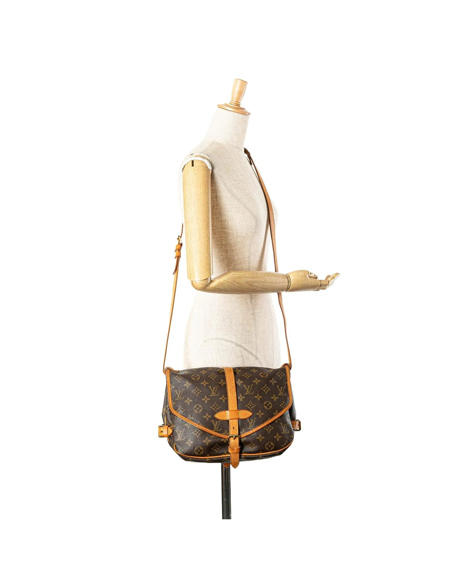 Monogram Canvas Bag with Leather Trim and Adjustable Strap
