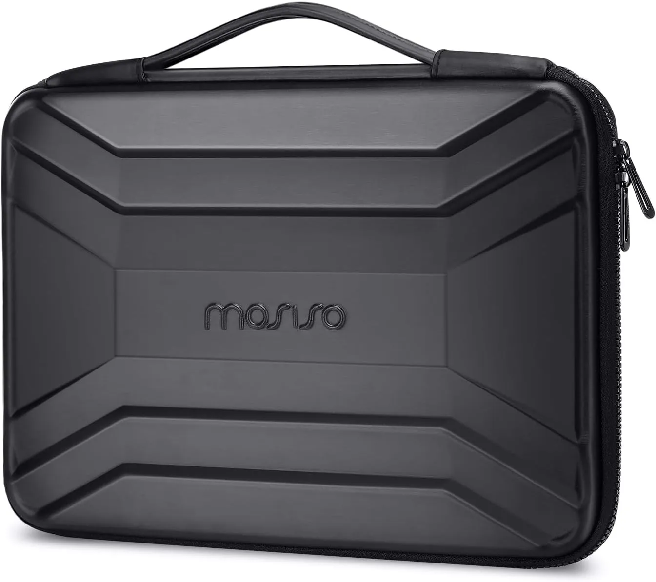 MOSISO 13-14 inch Laptop Hard Case, 13.3 inch Waterproof Shockproof Computer Bag Compatible with MacBook HP Dell, Symmetrical Trapezoid EVA Carrying Laptop Sleeve Hard Shell with Handle, Black