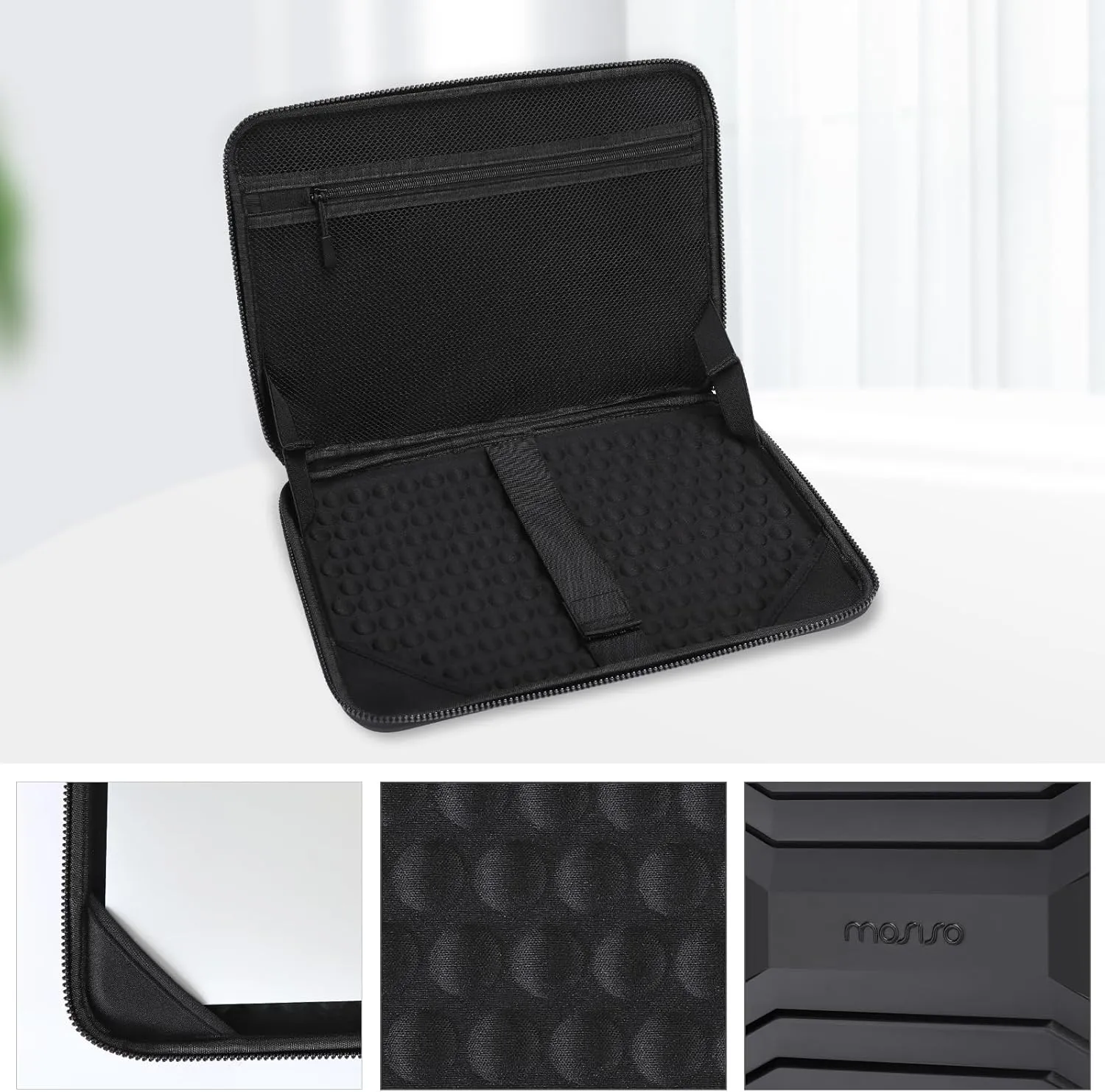 MOSISO 13-14 inch Laptop Hard Case, 13.3 inch Waterproof Shockproof Computer Bag Compatible with MacBook HP Dell, Symmetrical Trapezoid EVA Carrying Laptop Sleeve Hard Shell with Handle, Black