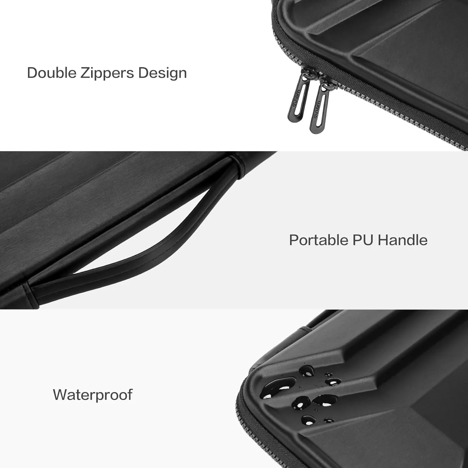 MOSISO 13-14 inch Laptop Hard Case, 13.3 inch Waterproof Shockproof Computer Bag Compatible with MacBook HP Dell, Symmetrical Trapezoid EVA Carrying Laptop Sleeve Hard Shell with Handle, Black