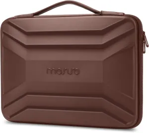 MOSISO 15-16 inch Laptop Hard Case, 15.6 inch Waterproof Shockproof Computer Bag Compatible with MacBook HP Dell, Symmetrical Trapezoid EVA Carrying Laptop Sleeve Hard Shell with Handle, Brown