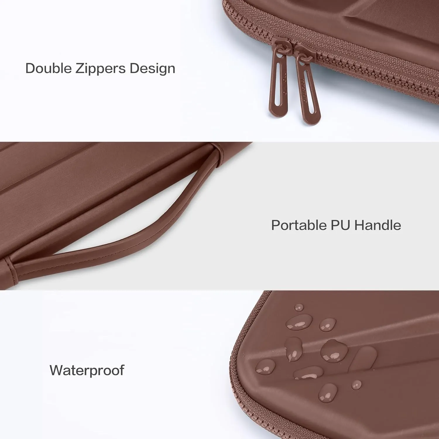 MOSISO 15-16 inch Laptop Hard Case, 15.6 inch Waterproof Shockproof Computer Bag Compatible with MacBook HP Dell, Symmetrical Trapezoid EVA Carrying Laptop Sleeve Hard Shell with Handle, Brown