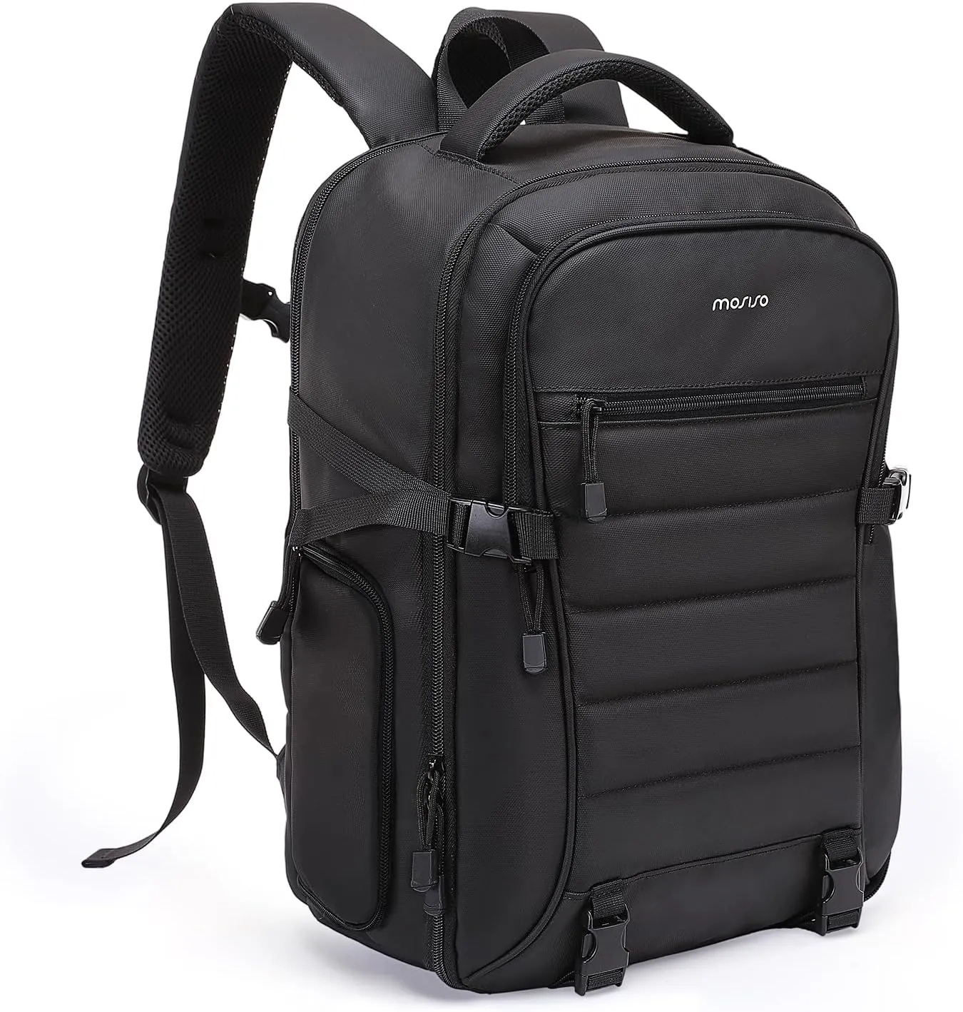 MOSISO Camera Backpack,DSLR/SLR/Mirrorless Camera Case,Waterproof Photography Bag with 15-16 inch Laptop Compartment&Rain Cover&Front Horizontal Quilted Pocket Compatible with Canon/Nikon/Sony, Black