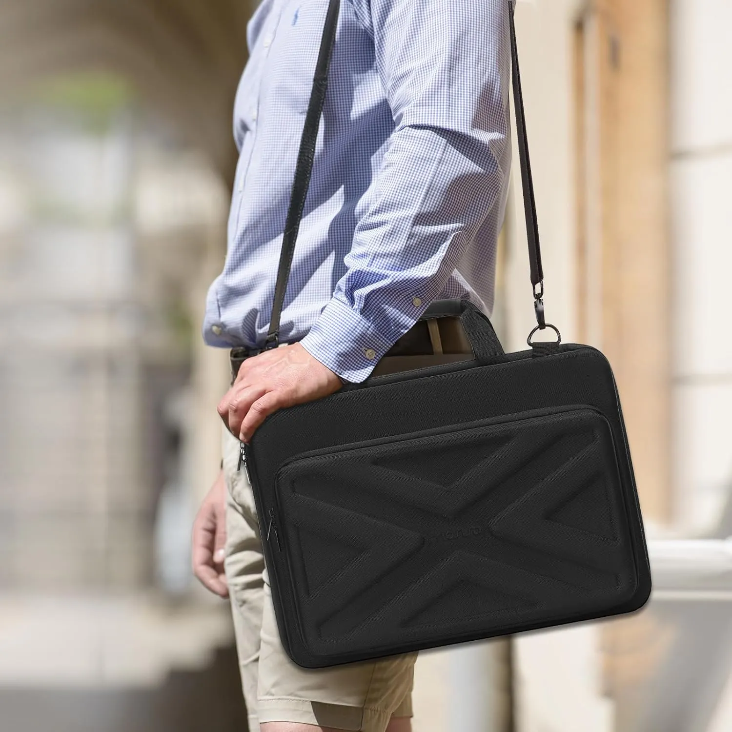 MOSISO Hard Shell Laptop Case for Men Women,15-15.6 inch Computer Bag Compatible with MacBook, HP, Dell, Lenovo, Asus, Notebook,16 inch Laptop Bag with Front Pocket & Shoulder Strap, Black