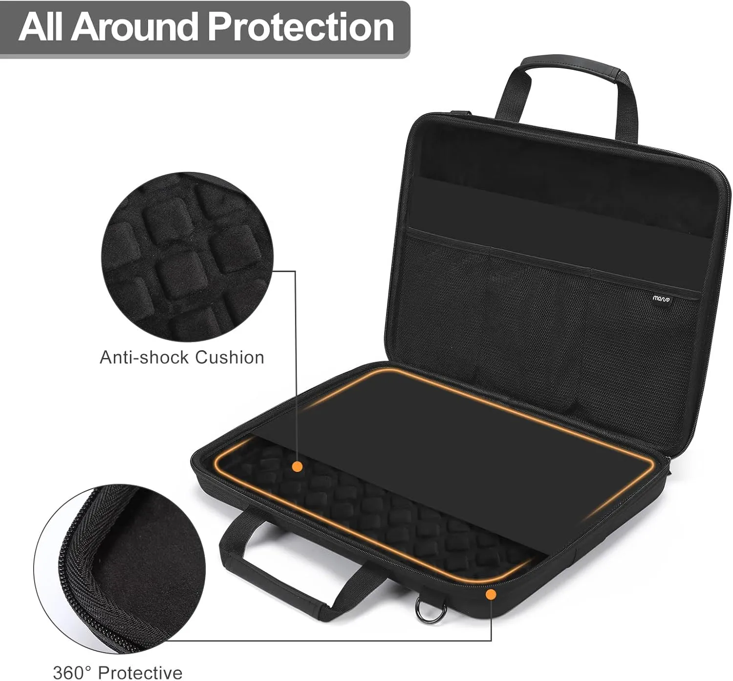 MOSISO Hard Shell Laptop Case for Men Women,15-15.6 inch Computer Bag Compatible with MacBook, HP, Dell, Lenovo, Asus, Notebook,16 inch Laptop Bag with Front Pocket & Shoulder Strap, Black