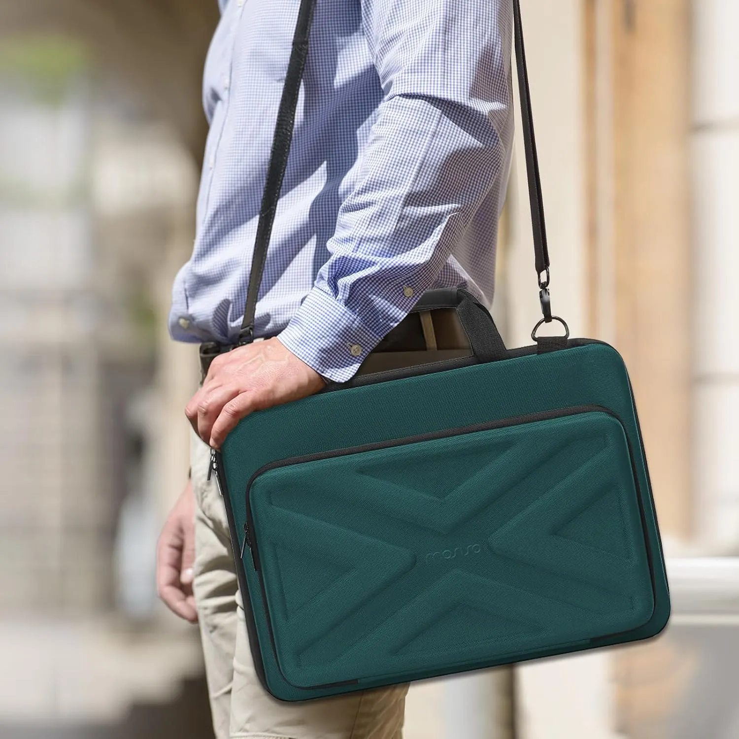 MOSISO Hard Shell Laptop Case for Men Women,15-15.6 inch Computer Bag Compatible with MacBook, HP, Dell, Lenovo, Asus, Notebook,16 inch Laptop Bag with Front Pocket & Shoulder Strap, Teal Green