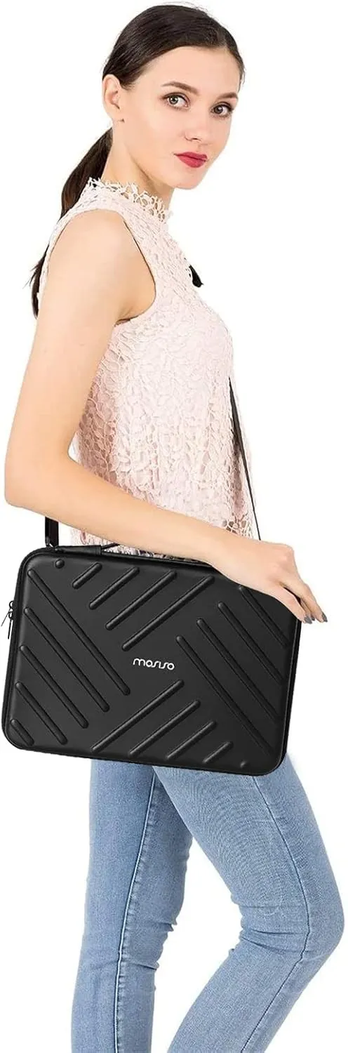 MOSISO Laptop Shoulder Bag Compatible with MacBook Air 13 M2 A2681 A2337 M1 A2179 A1932 / Pro 13 M2 M1 A2338 A2251 A2289 A2159 A1989 A1706 A1708, Waterproof Shockproof Diagonal Stripe Case Bag, Black