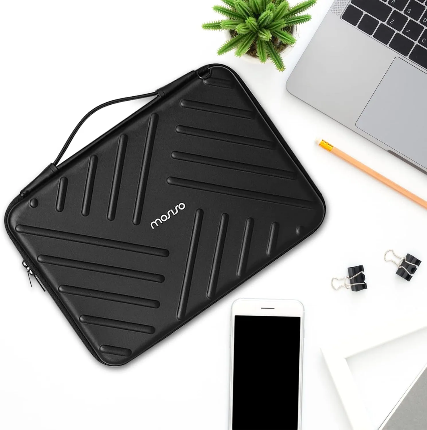 MOSISO Laptop Shoulder Bag Compatible with MacBook Air 13 M2 A2681 A2337 M1 A2179 A1932 / Pro 13 M2 M1 A2338 A2251 A2289 A2159 A1989 A1706 A1708, Waterproof Shockproof Diagonal Stripe Case Bag, Black
