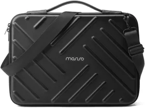 MOSISO Laptop Shoulder Bag Compatible with MacBook Air 13 M2 A2681 A2337 M1 A2179 A1932 / Pro 13 M2 M1 A2338 A2251 A2289 A2159 A1989 A1706 A1708, Waterproof Shockproof Diagonal Stripe Case Bag, Black