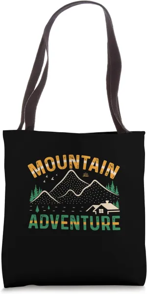 Mountain Adventure Graphic, Outdoor Hiking, Nature Lover Tote Bag
