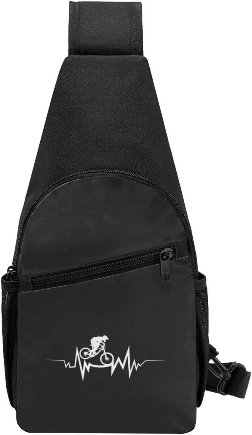 Mountain Bike Heartbeat Unisex Chest Bag Lightweight Crossbody Shoulder Bag Travel Pocket