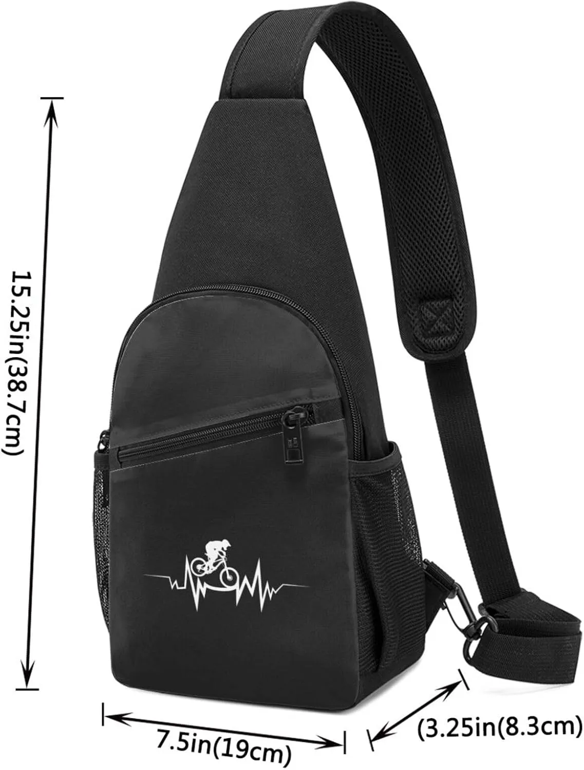 Mountain Bike Heartbeat Unisex Chest Bag Lightweight Crossbody Shoulder Bag Travel Pocket