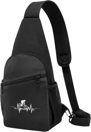 Mountain Bike Heartbeat Unisex Chest Bag Lightweight Crossbody Shoulder Bag Travel Pocket