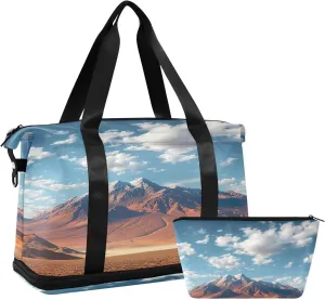 Mountain Landscape Duffel Bag Lightweight Carry On Gym Bags for Travel and Weekends, Versatile Overnight Bag with Shoe Compartment