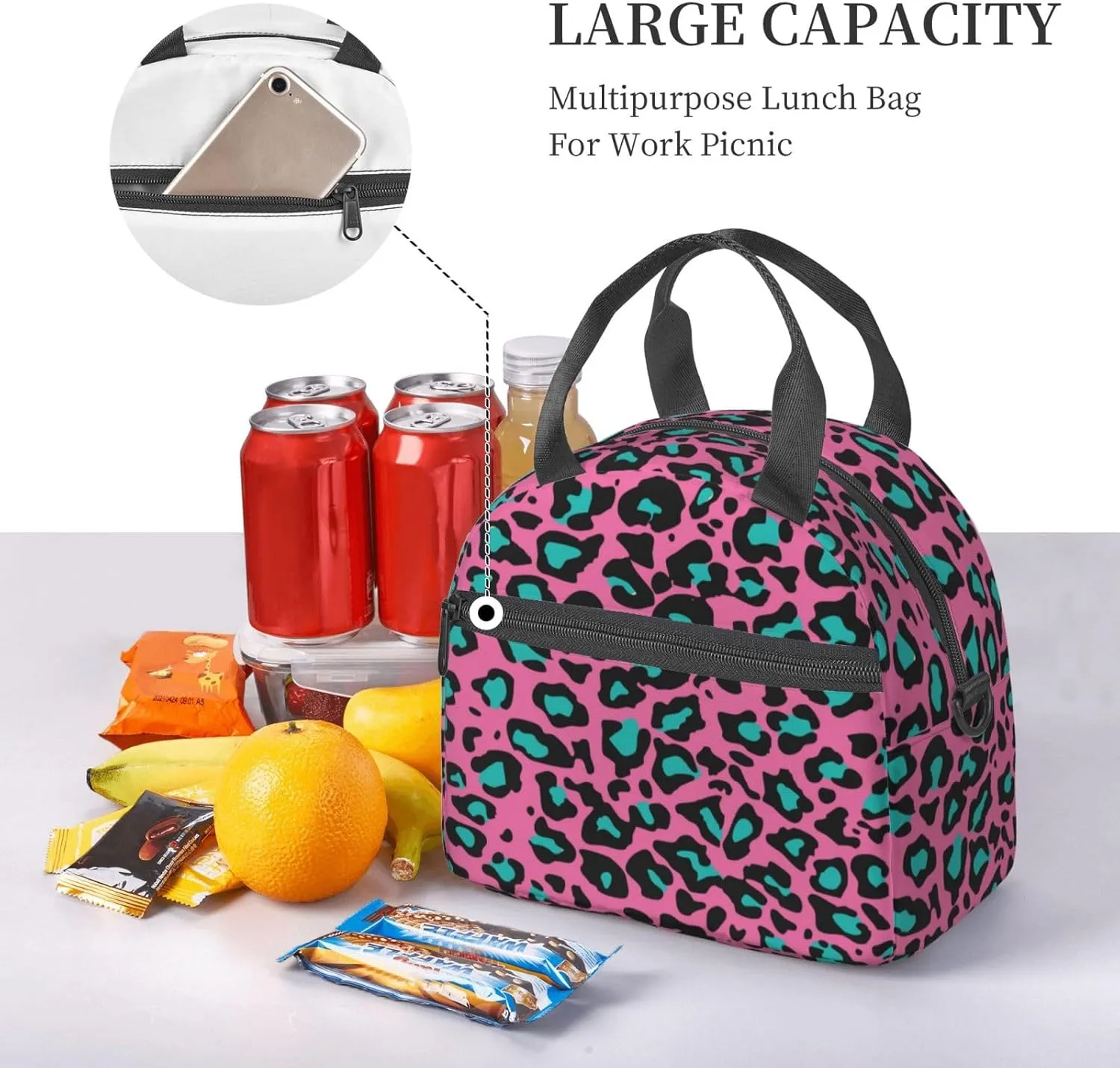 Movie Theme,Insulated Reusable Lunch Bag with Adjustable Shoulder Strap for Adults,Composition with Projection and Strip,Leakproof Office Picnic Hiking Beach Tote Bag,Multicolor,9x5x7.8in
