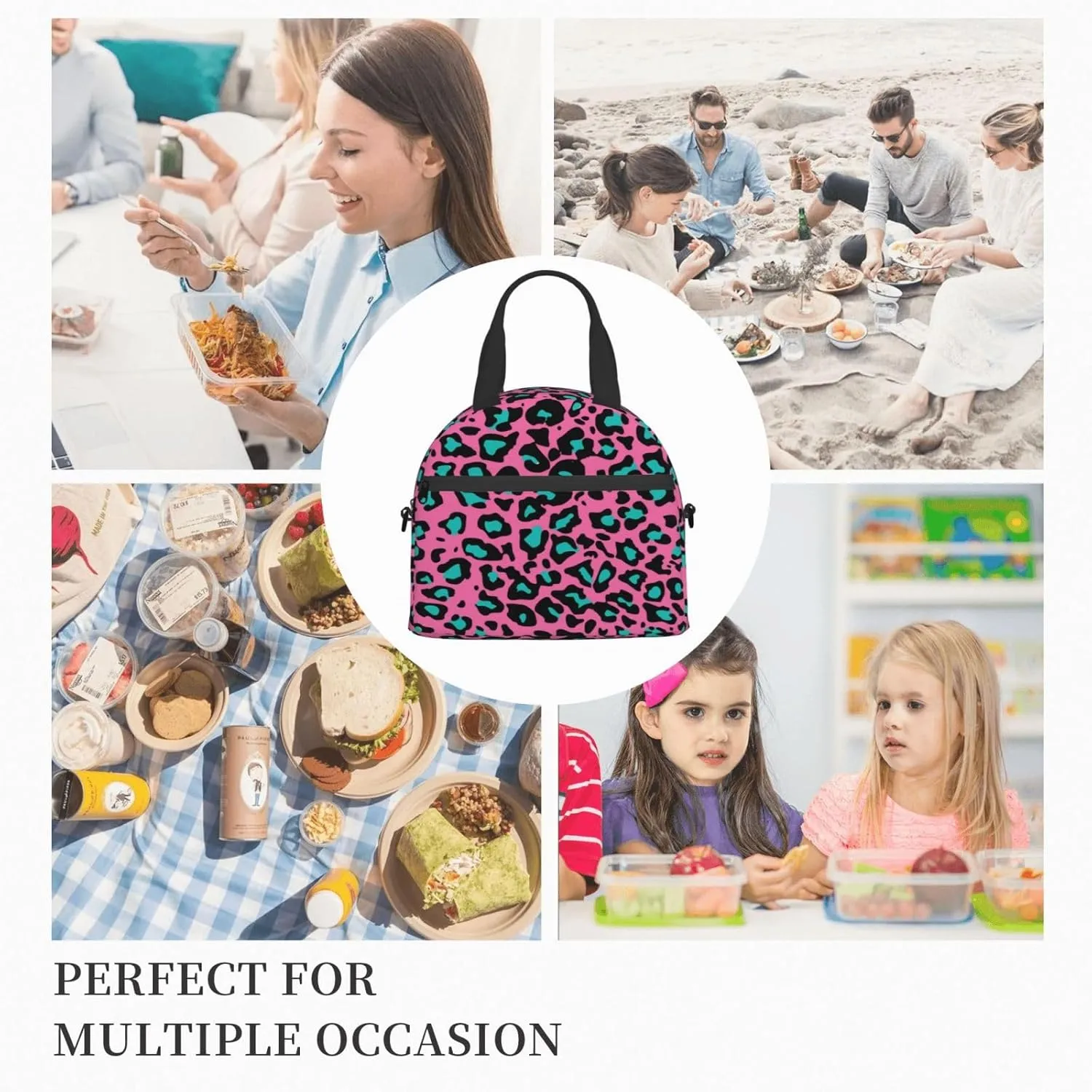 Movie Theme,Insulated Reusable Lunch Bag with Adjustable Shoulder Strap for Adults,Composition with Projection and Strip,Leakproof Office Picnic Hiking Beach Tote Bag,Multicolor,9x5x7.8in