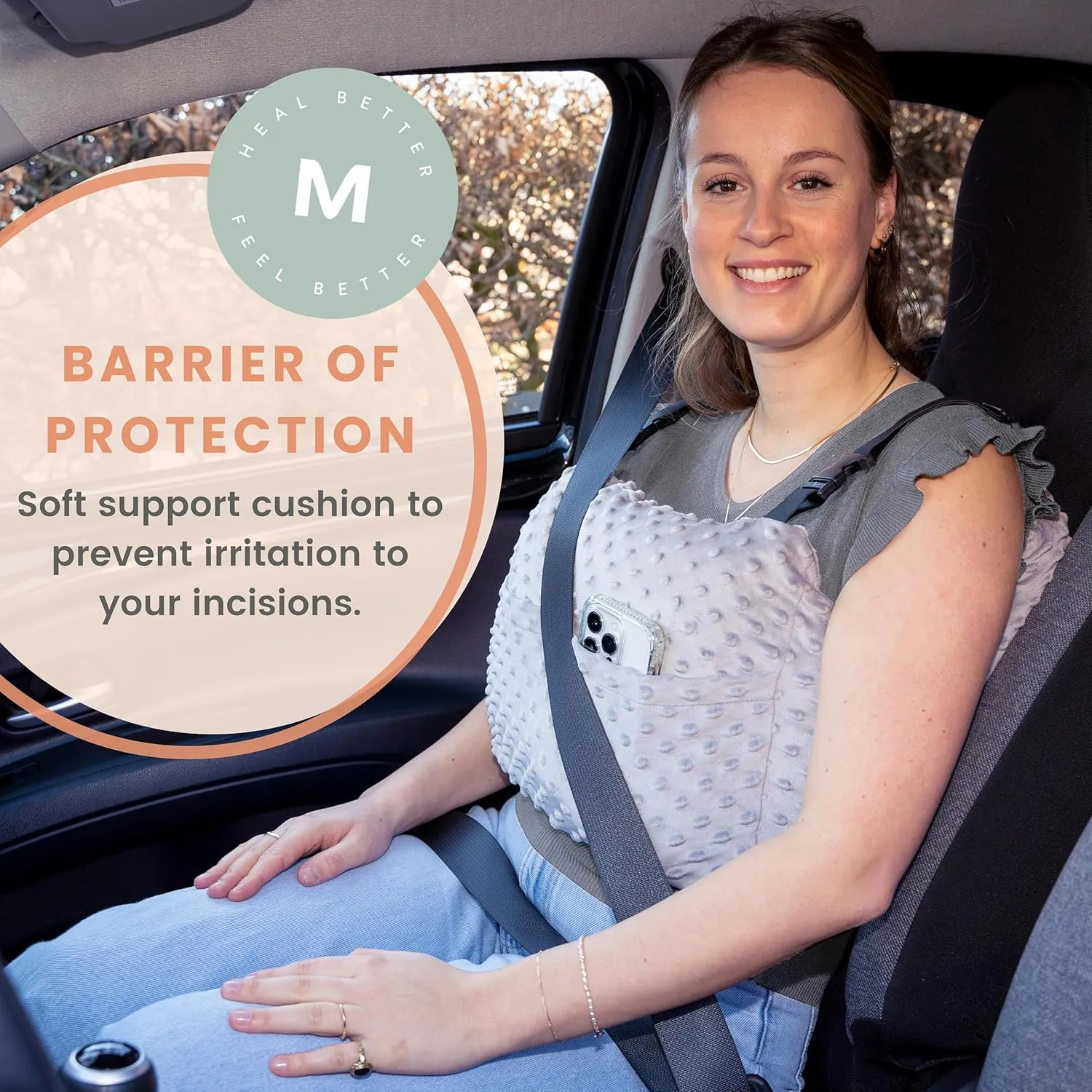 MOYOAMA Post Mastectomy Pillow - Post Surgery Pillow for Car, Breast Reduction & Augmentation Patients, Breast Pillow After Heart Surgery Pillow, Mastectomy Recovery Must Haves, Post Surgery Gift