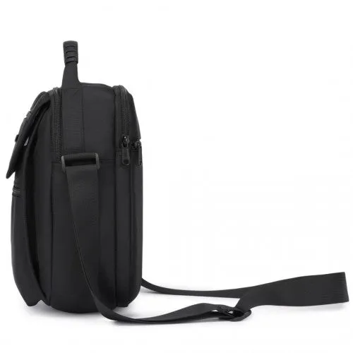 MSK2446 - Kono Durable Men's Crossbody Shoulder Bag with Multiple Pockets - Messenger Bag for Travel, Work, and Daily Use - Black