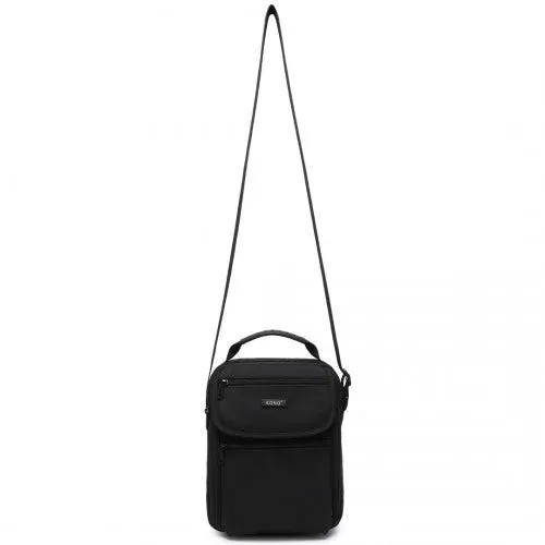 MSK2446 - Kono Durable Men's Crossbody Shoulder Bag with Multiple Pockets - Messenger Bag for Travel, Work, and Daily Use - Black