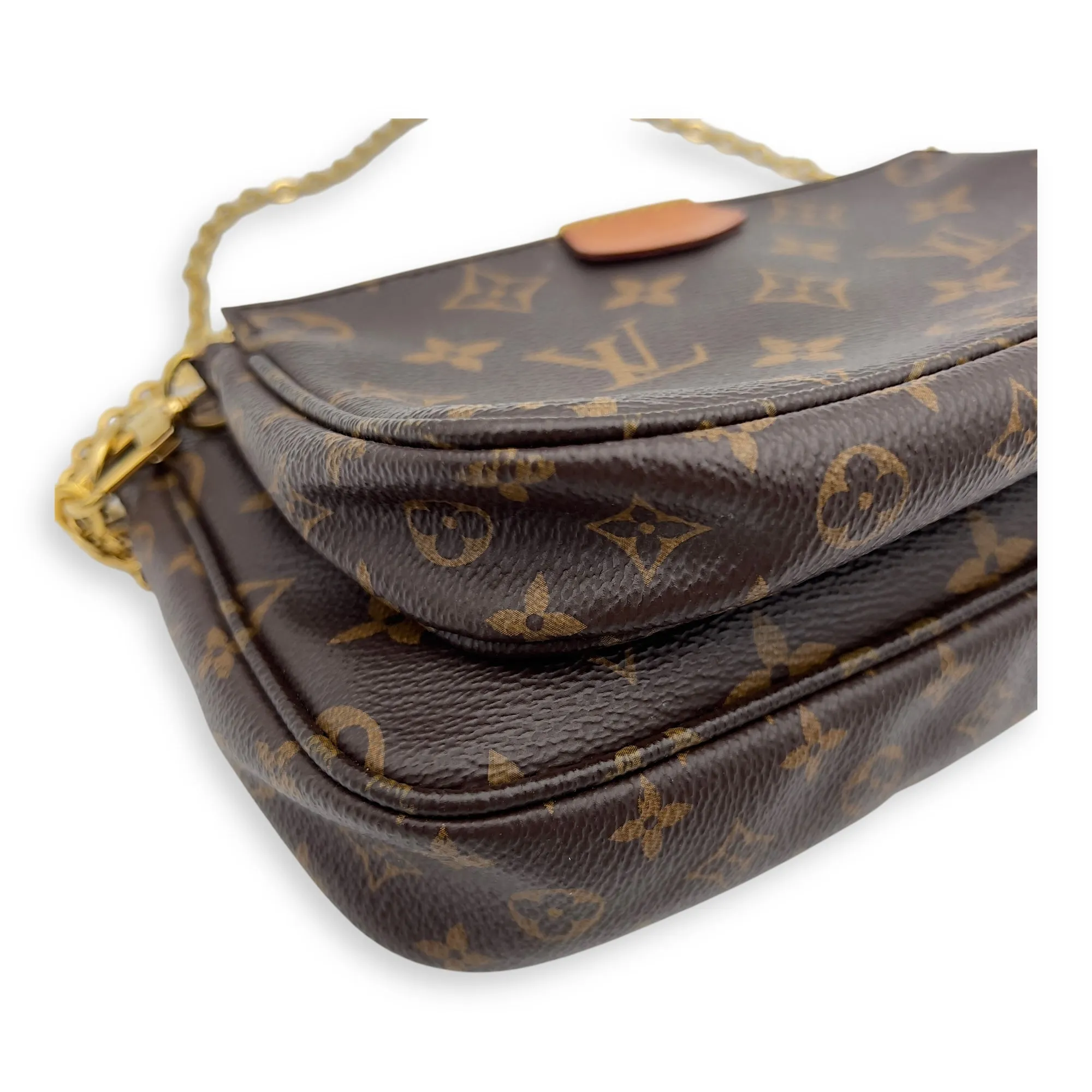 Multi-Pochette Accessoires Brown Crossbody Bag in Monogram Coated Canvas, Gold hardware