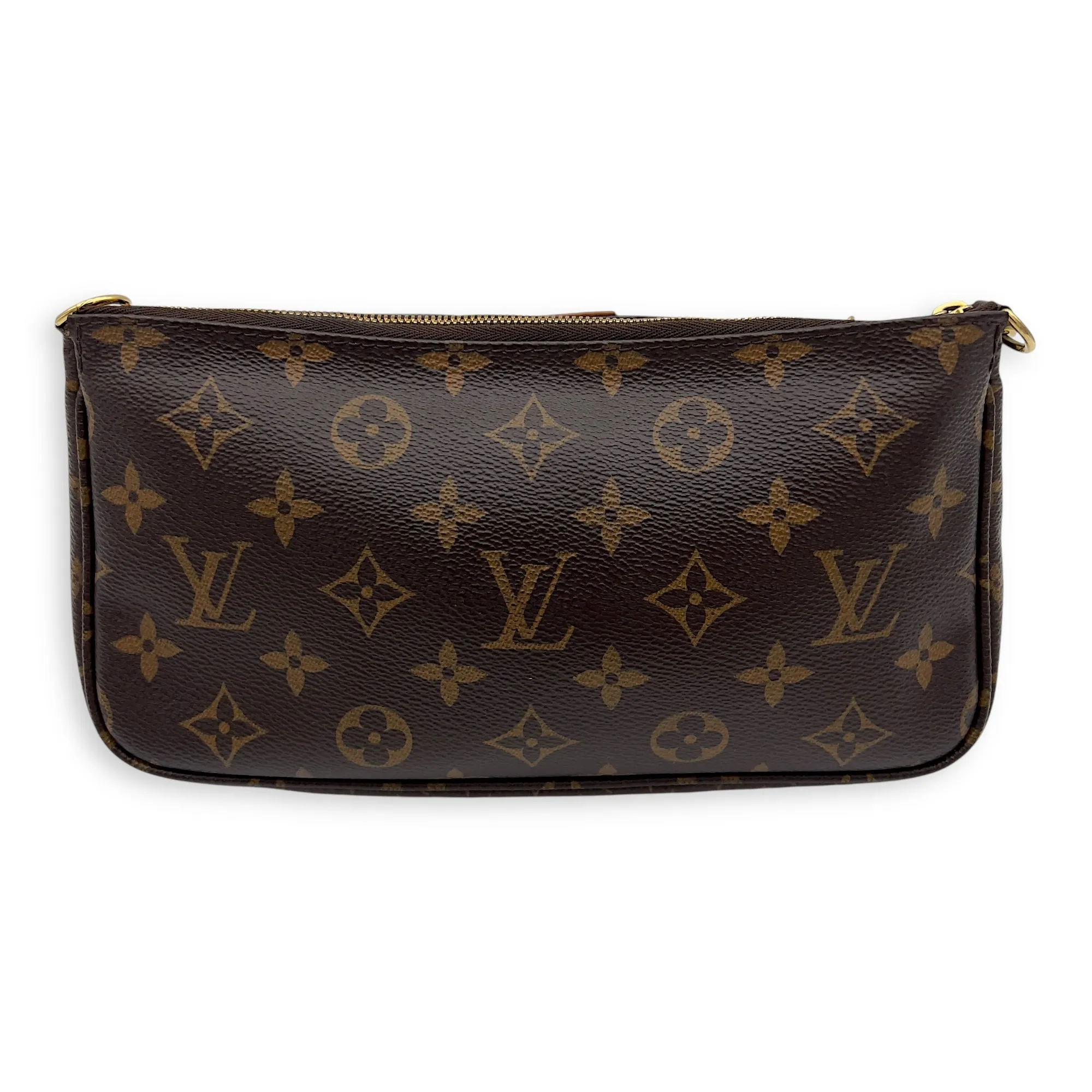 Multi-Pochette Accessoires Brown Crossbody Bag in Monogram Coated Canvas, Gold hardware