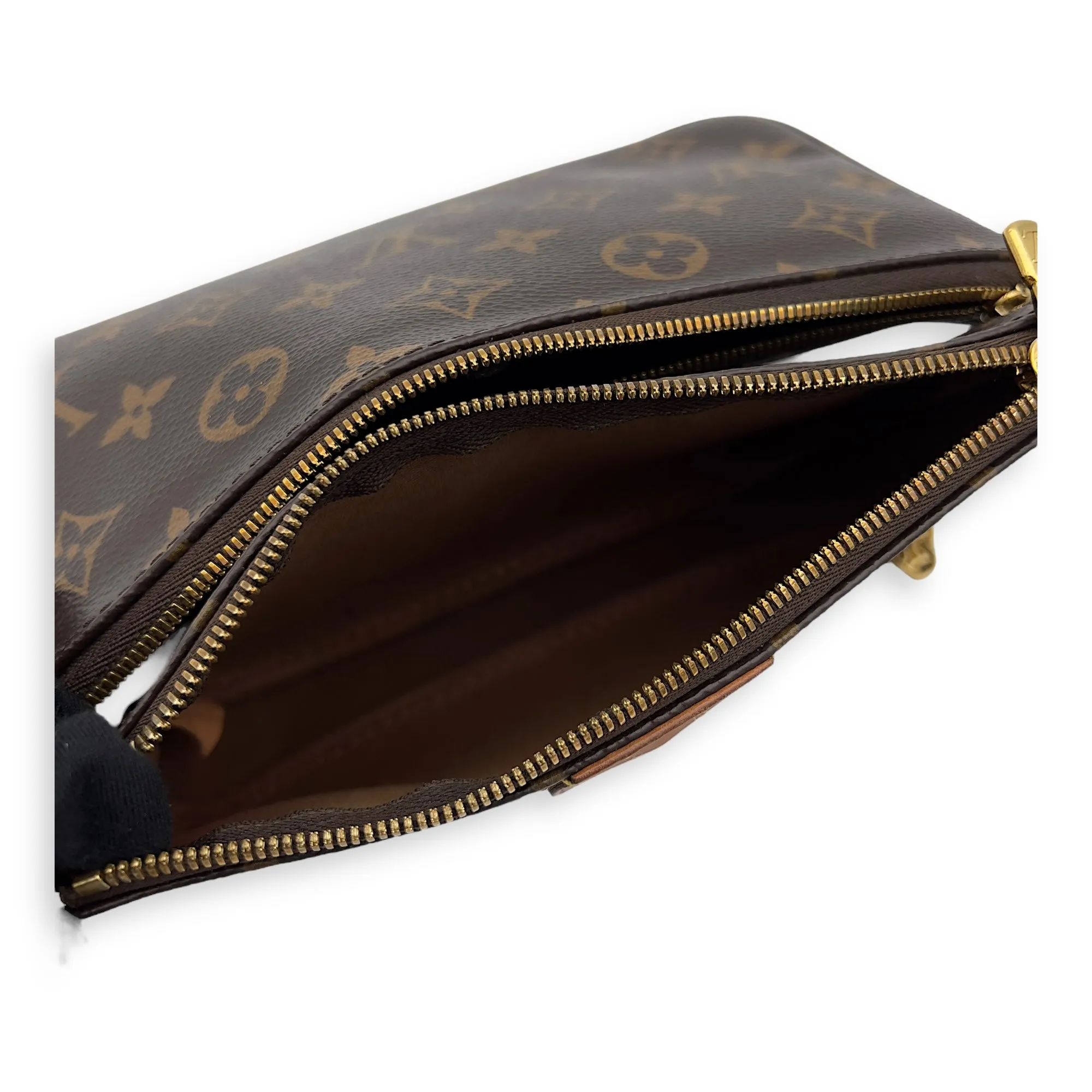Multi-Pochette Accessoires Brown Crossbody Bag in Monogram Coated Canvas, Gold hardware