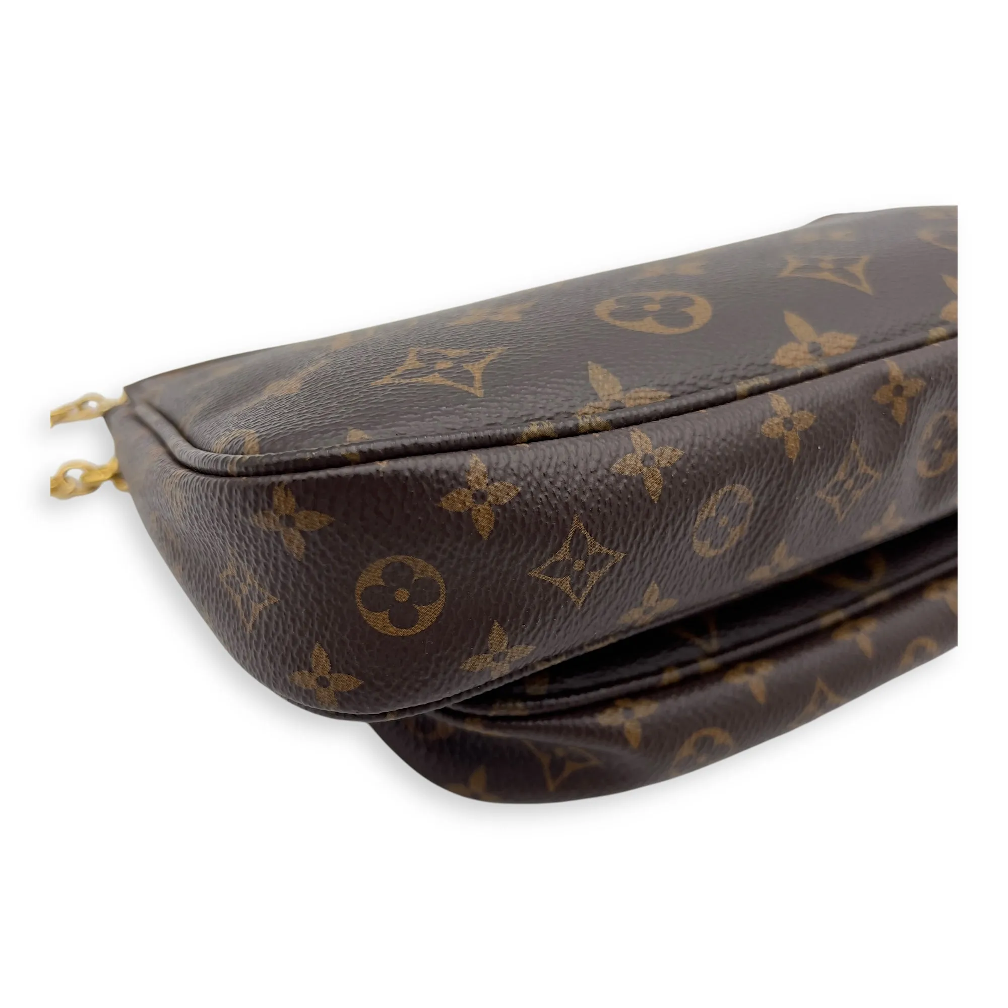 Multi-Pochette Accessoires Brown Crossbody Bag in Monogram Coated Canvas, Gold hardware