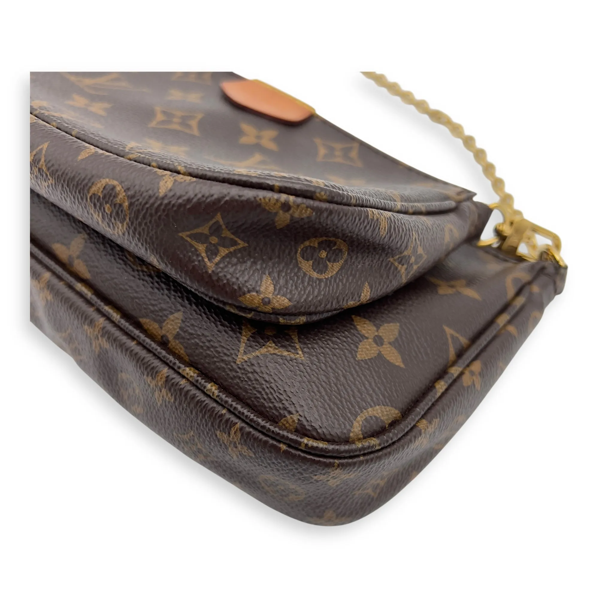 Multi-Pochette Accessoires Brown Crossbody Bag in Monogram Coated Canvas, Gold hardware