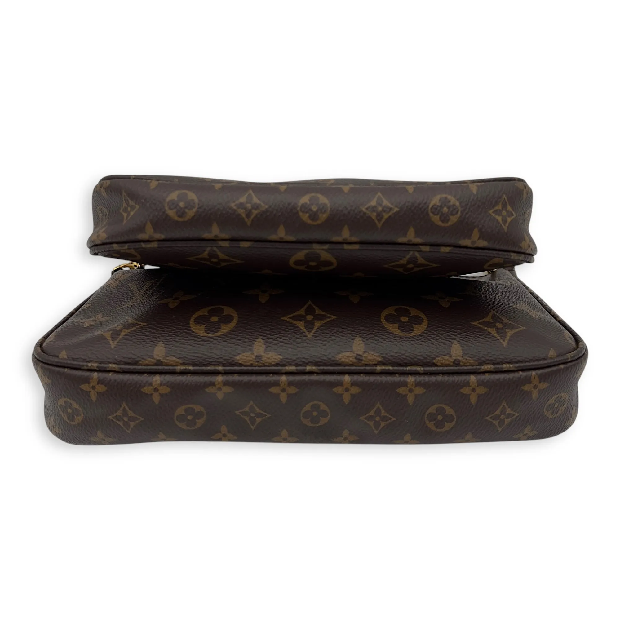 Multi-Pochette Accessoires Brown Crossbody Bag in Monogram Coated Canvas, Gold hardware
