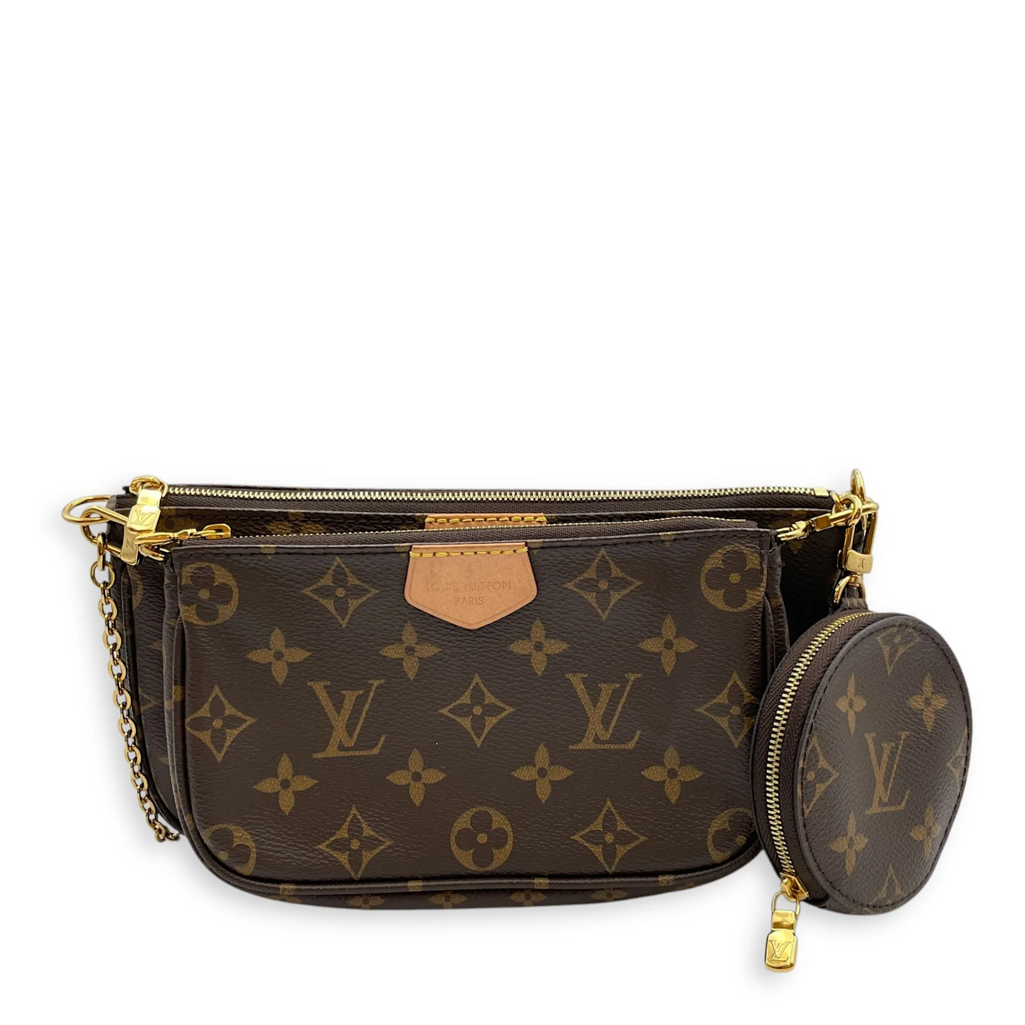 Multi Pochette Monogram Crossbody Bag in Coated Canvas, Gold hardware