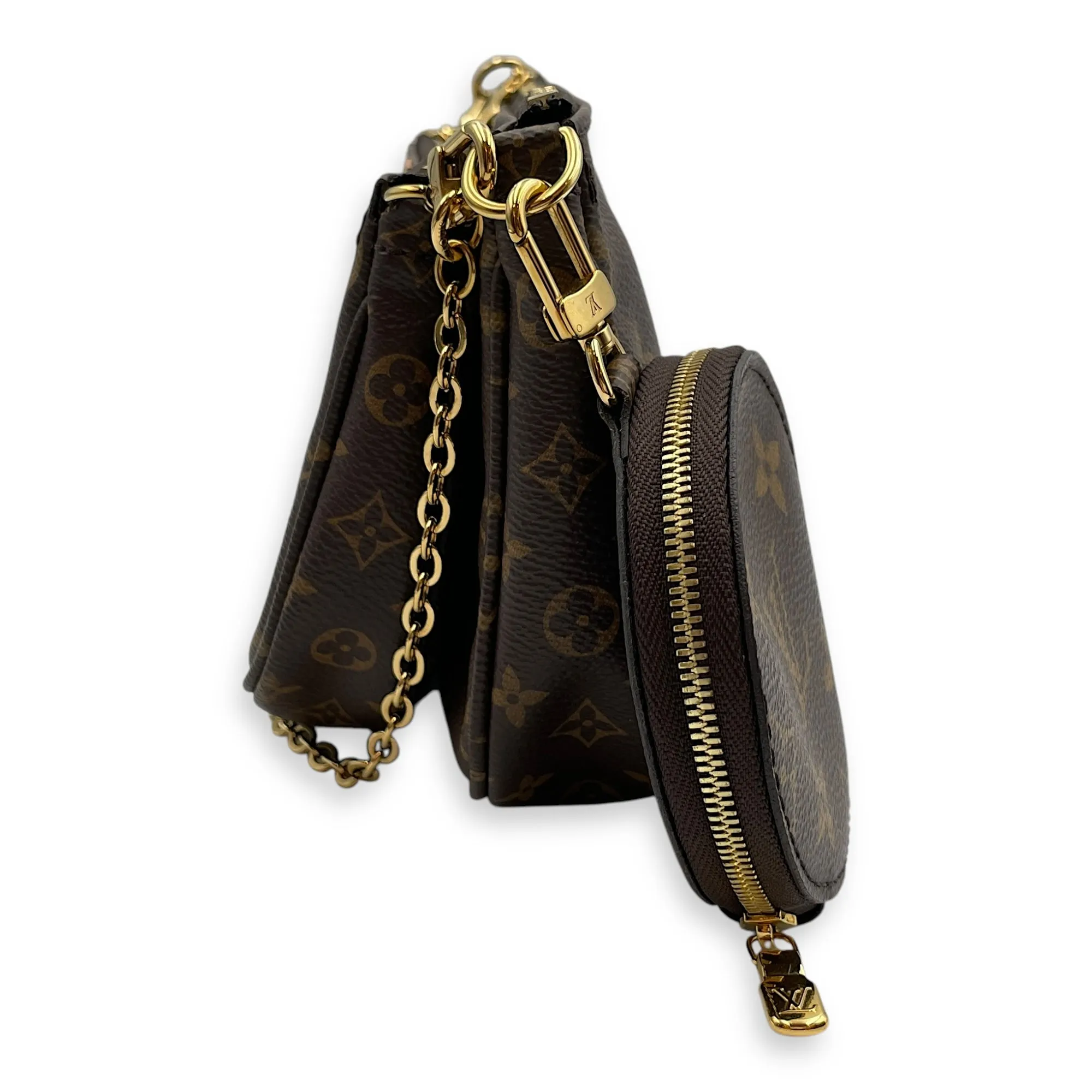 Multi Pochette Monogram Crossbody Bag in Coated Canvas, Gold hardware