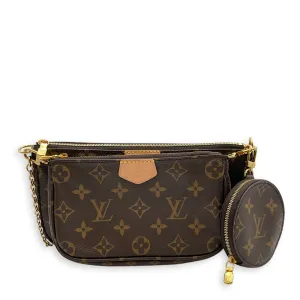 Multi Pochette Monogram Crossbody Bag in Coated Canvas, Gold hardware