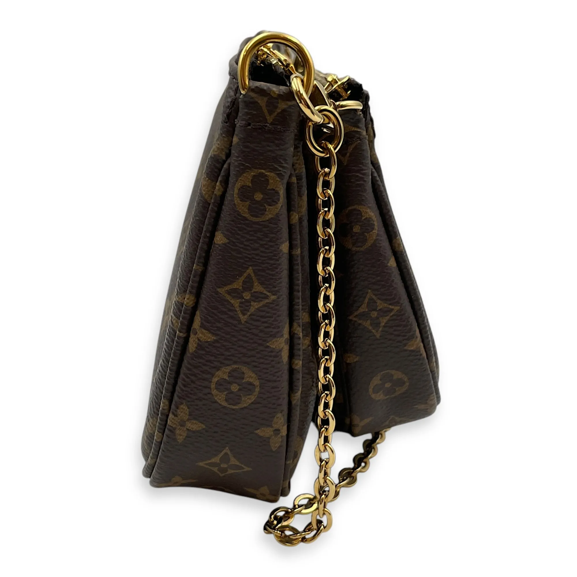 Multi Pochette Monogram Crossbody Bag in Coated Canvas, Gold hardware