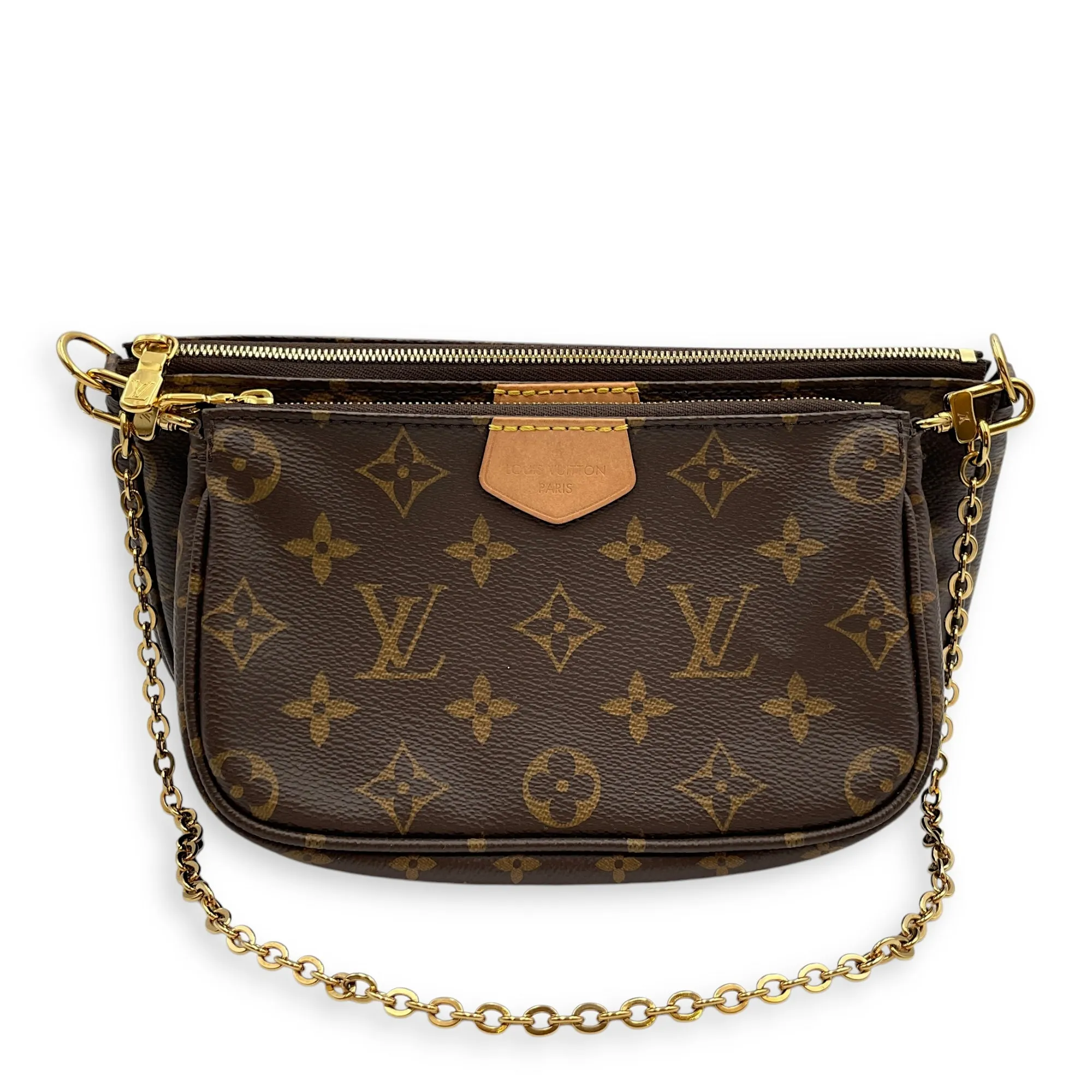 Multi Pochette Monogram Crossbody Bag in Coated Canvas, Gold hardware