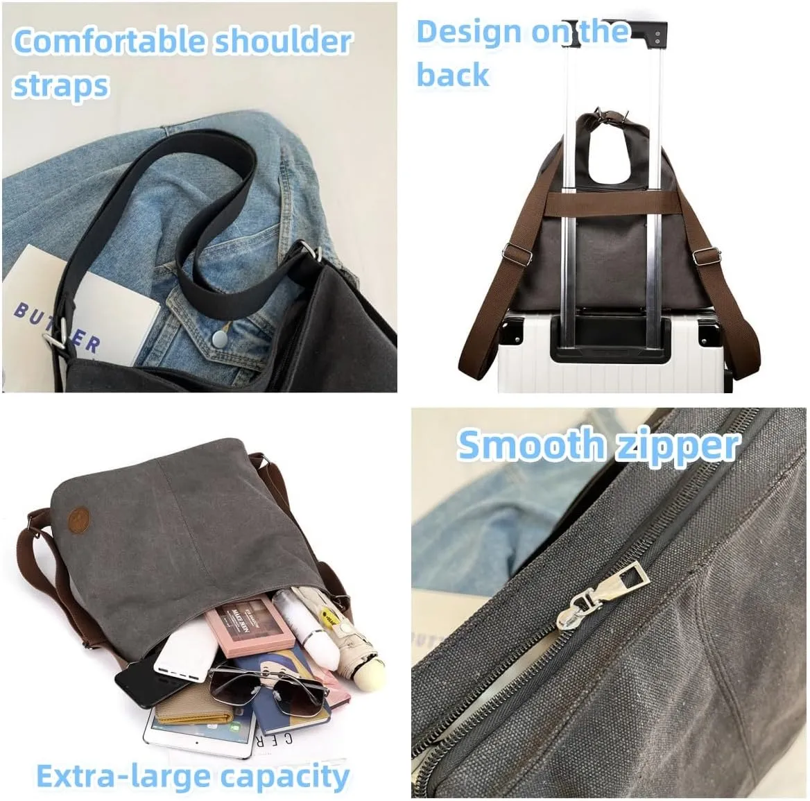 Multi Ways Convertible Canvas Shoulder Bag Tote Purse Backpack Crossbody Bags for Women Trendy Vintage Small Travel
