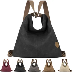 Multi Ways Convertible Canvas Shoulder Bag Tote Purse Backpack Crossbody Bags for Women Trendy Vintage Small Travel