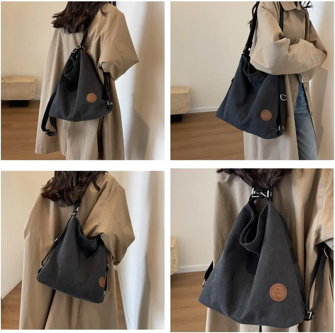Multi Ways Convertible Canvas Shoulder Bag Tote Purse Backpack Crossbody Bags for Women Trendy Vintage Small Travel