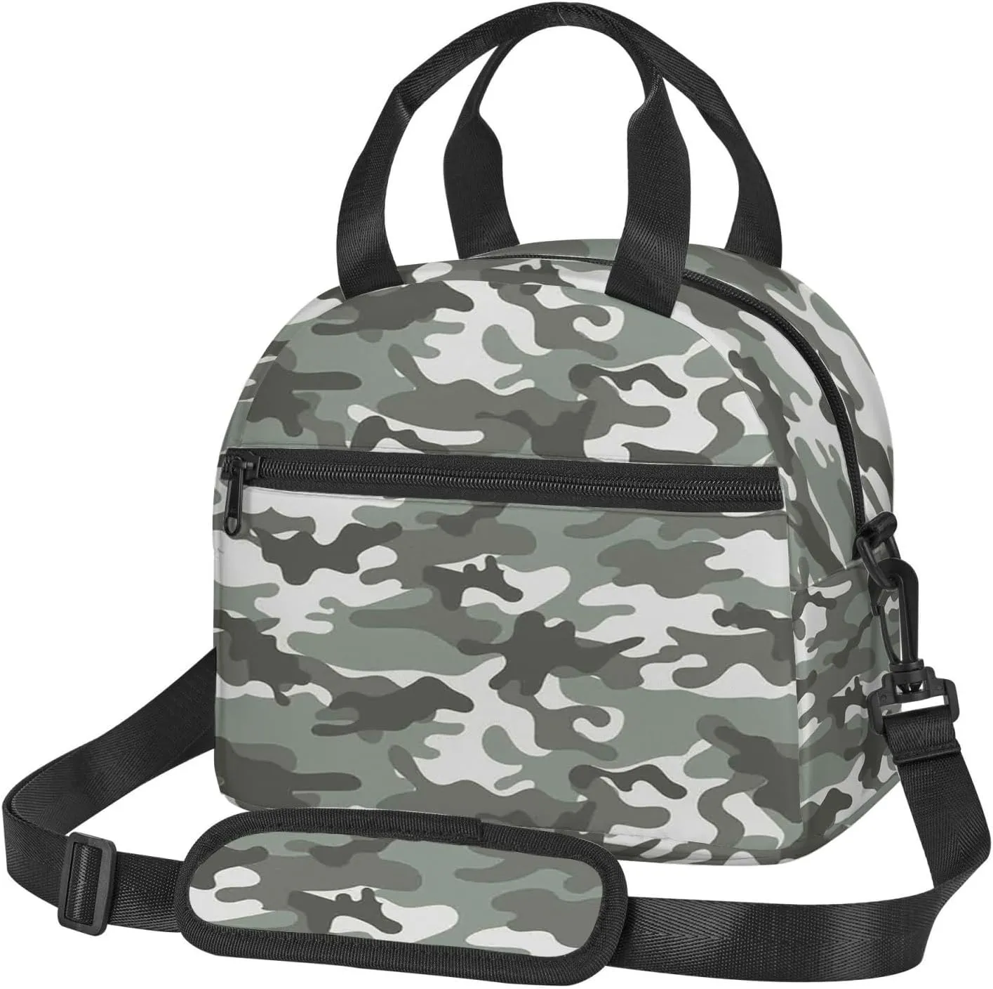 Multicolor Theme,Insulated Reusable Lunch Bag with Adjustable Shoulder Strap for Adults,Monochrome Pattern Multicolor Fashion,Leakproof Office Picnic Hiking Beach Tote Bag,Grey,9x5x7.8in
