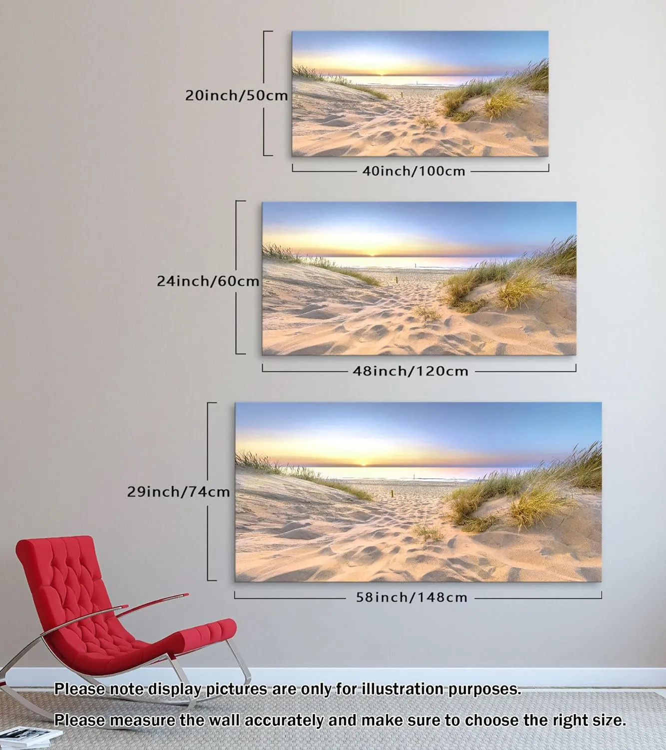 Muolunna BK06450 Sunset Ocean View Canvas Wall Art Picture 1 Panel Outdoor Dune Coast Scene Prints Painting For Bedroom Modern Office Wall Decor Artwork