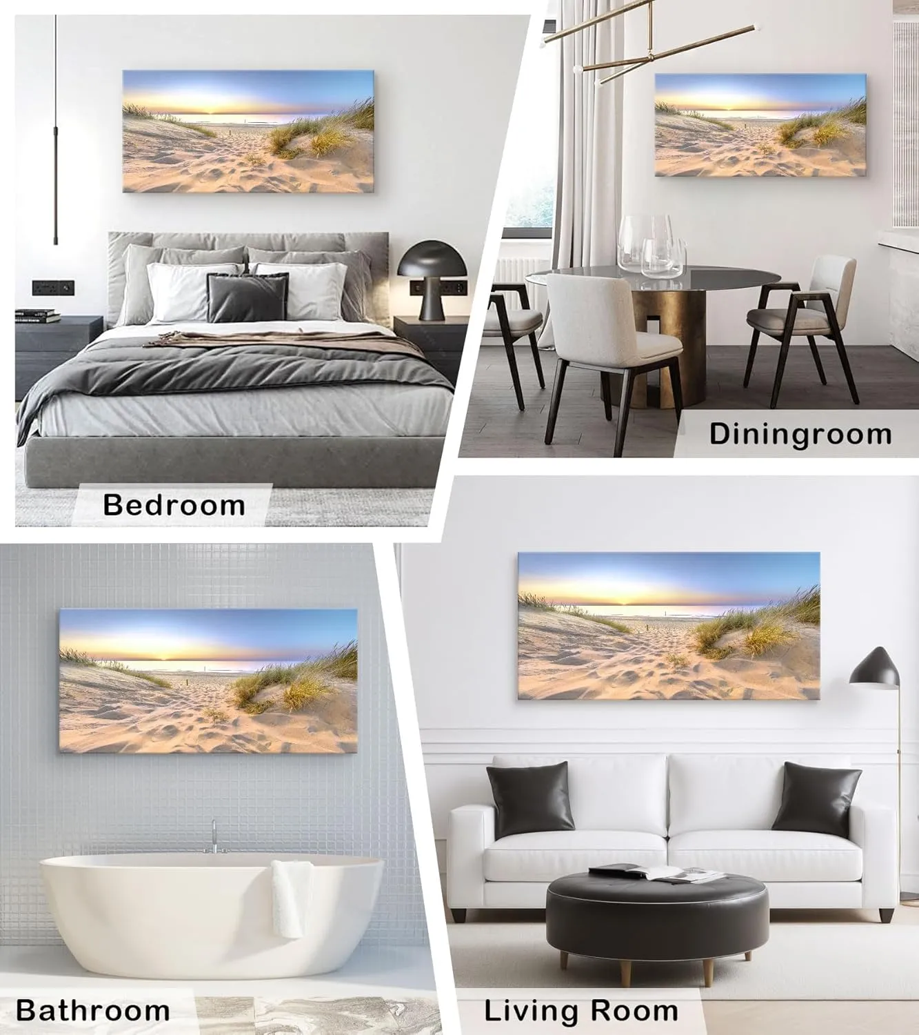 Muolunna BK06450 Sunset Ocean View Canvas Wall Art Picture 1 Panel Outdoor Dune Coast Scene Prints Painting For Bedroom Modern Office Wall Decor Artwork