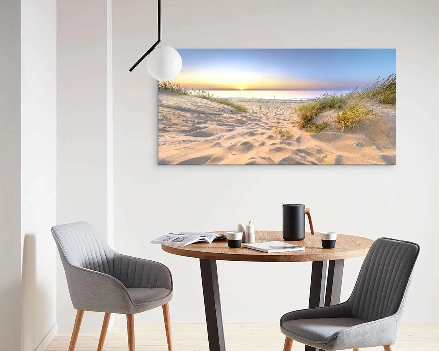 Muolunna BK06450 Sunset Ocean View Canvas Wall Art Picture 1 Panel Outdoor Dune Coast Scene Prints Painting For Bedroom Modern Office Wall Decor Artwork