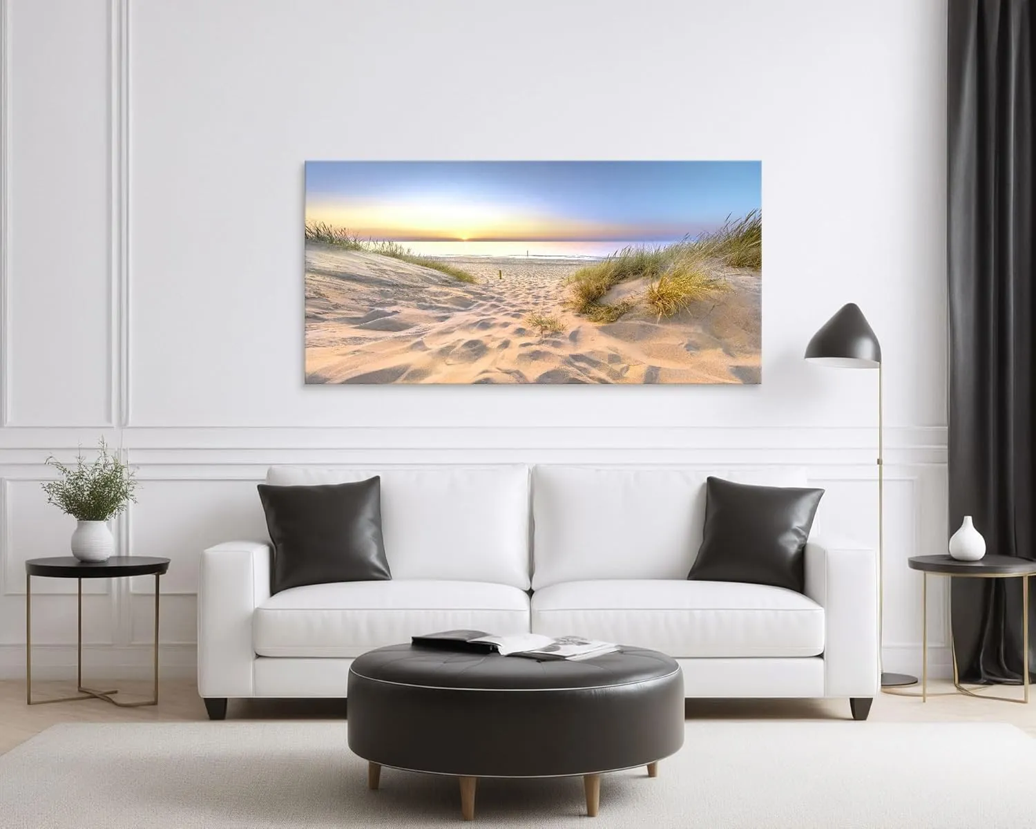 Muolunna BK06450 Sunset Ocean View Canvas Wall Art Picture 1 Panel Outdoor Dune Coast Scene Prints Painting For Bedroom Modern Office Wall Decor Artwork