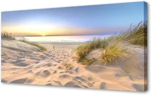 Muolunna BK06450 Sunset Ocean View Canvas Wall Art Picture 1 Panel Outdoor Dune Coast Scene Prints Painting For Bedroom Modern Office Wall Decor Artwork