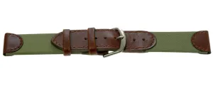 MWC 18mm Retro Leather and Fabric Combination Watch Strap