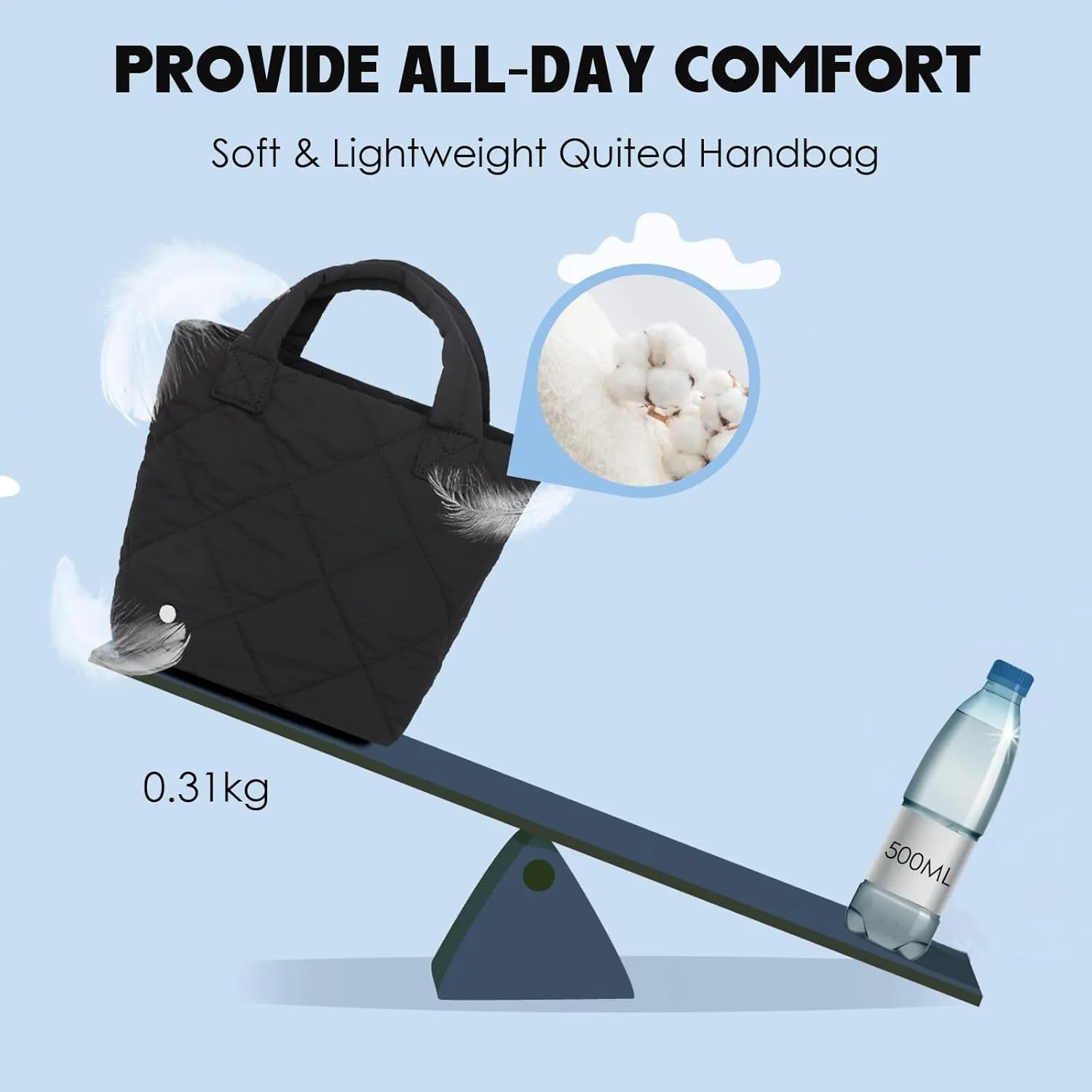 MYHOZEE Small Puffer Tote Bag, Quilted Crossbody Bags for Women Puffy Nylon Shoulder Purses Lightweight Mini Handbags