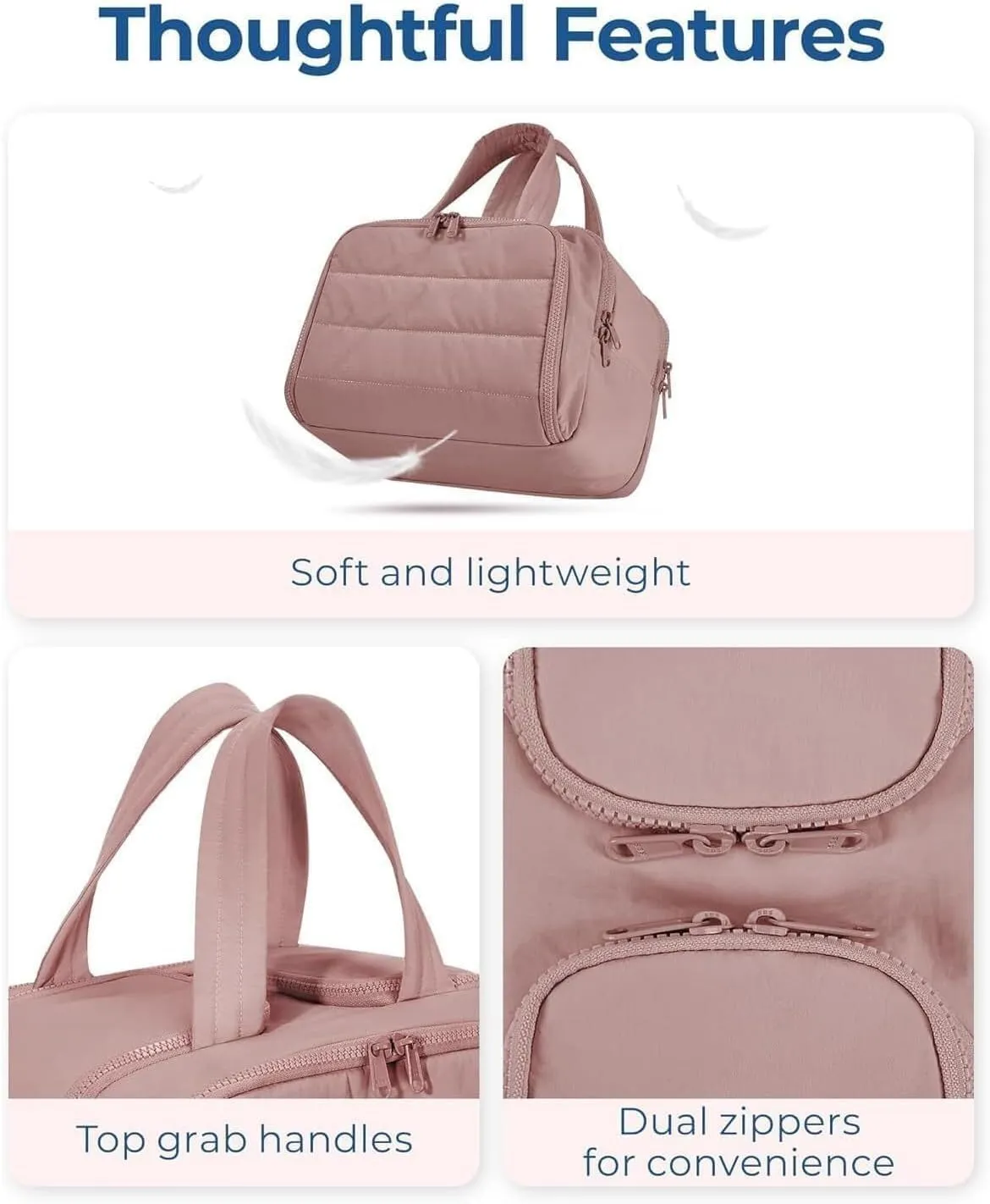 Naturaltly Large Capacity Wide-Open Travel Cosmetic Bag, Humidity Travel Cosmetic Bag, Puffy Cosmetic Makeup Bag Organizer with Handle for women Traveling Cosmetic Bags (Bule)