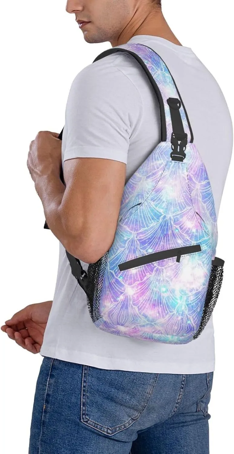 Naughty Sloth Printed Canvas Sling Bag Crossbody Backpack, Hiking Daypack Chest Bag For Women Men