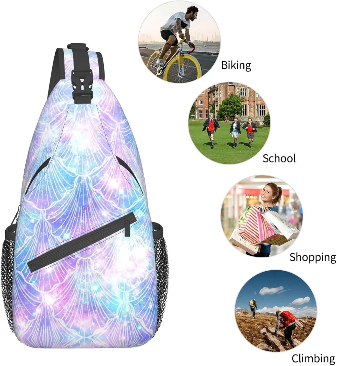 Naughty Sloth Printed Canvas Sling Bag Crossbody Backpack, Hiking Daypack Chest Bag For Women Men