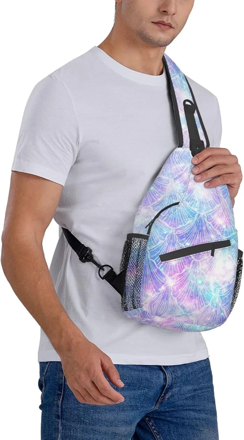 Naughty Sloth Printed Canvas Sling Bag Crossbody Backpack, Hiking Daypack Chest Bag For Women Men